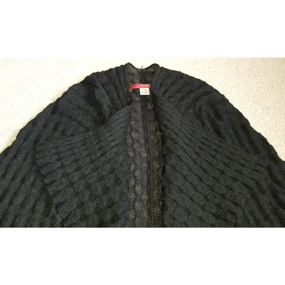 NWOT Women Sweater/Poncho-BEYOND THREADS-black 'Spontini Baby Alpaca Shrug'-L/XL